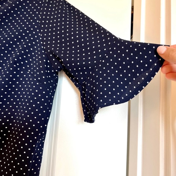 Francesca’s Navy Blue Blouse with White Polka Dots - Picture 3 of 5